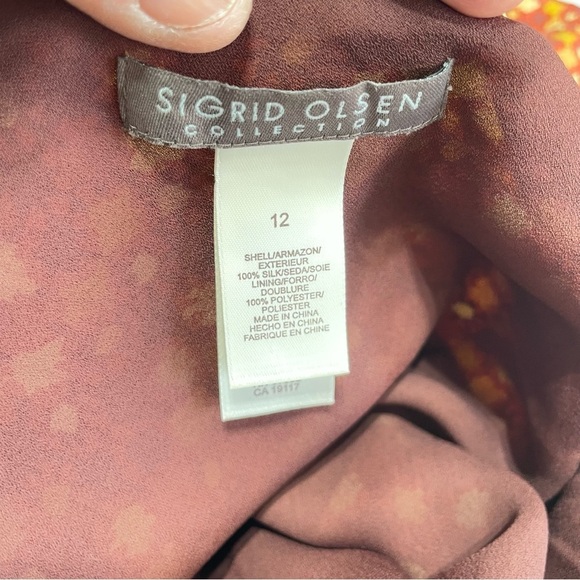 Sigurd Olsen Silk Skirt Tiered Floral Print Burnt Orange Rust Size 12 Hand Wash - Picture 7 of 10